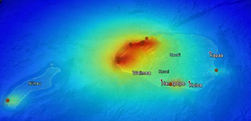 This graphic shows the amount of electromagnetic radiation and where it is concentrated on Kauai
